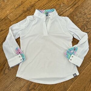 R.j. Classics girls equestrian show shirt long sleeve white mermaid horse riding
